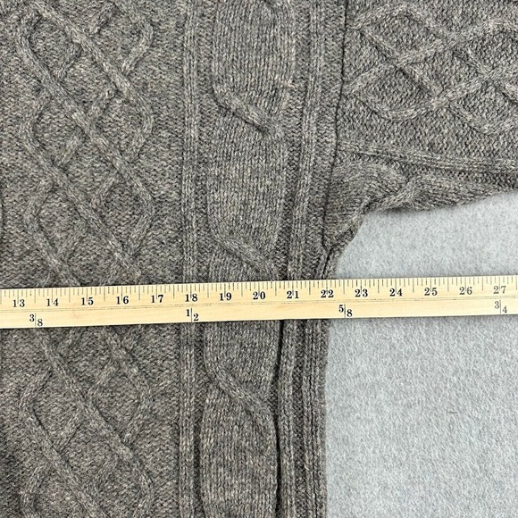 Vintage GAP Women's M 100% Shetland Wool Cable Knit Mock Neck Sweater Gray Fish - Picture 6 of 8